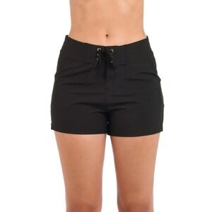 La Blanca All Aboard 3" Shorts Womens Black Lace Up Swim Bottoms LB4CK32 XS NEW